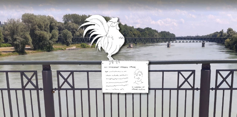 Skica skulpture srpskog petla na mostu u Braunau