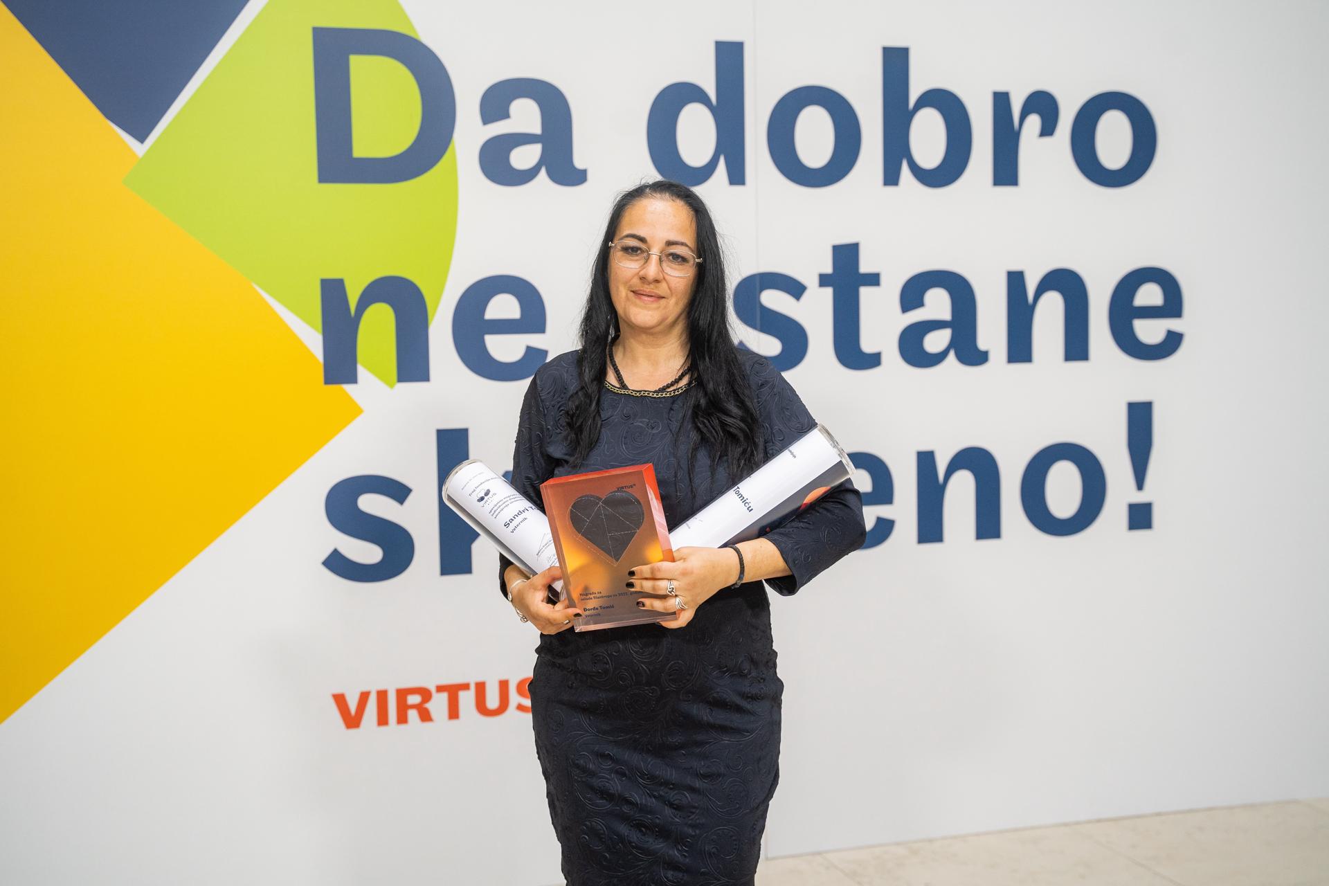 Sandra Tomić - dobitnica specijalne VIRTUS nagrade za individualni doprinos smanjenju siromaštva za 2022. godinu (Foto: Jakov Simović/Trag fondacija)