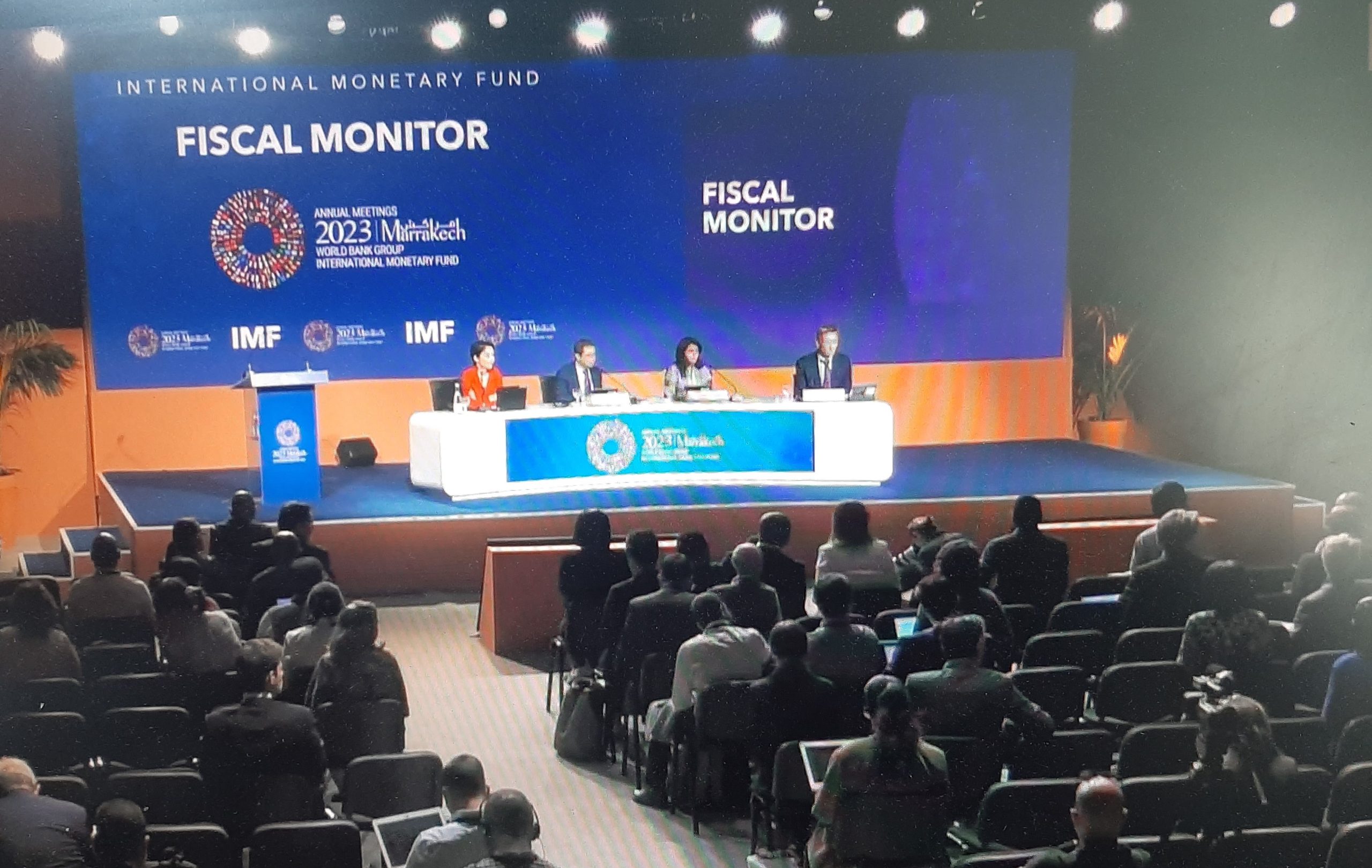 Sa konferencije za medije 11. oktobra 2023. na kojoj je predstavljen najnoviji Izveštaj Fiskalnog monitora MMF-a, u Marakešu, u okviru Godišnje konferencije MMF-a i Svetske banke (Foto: R. NIkolić)