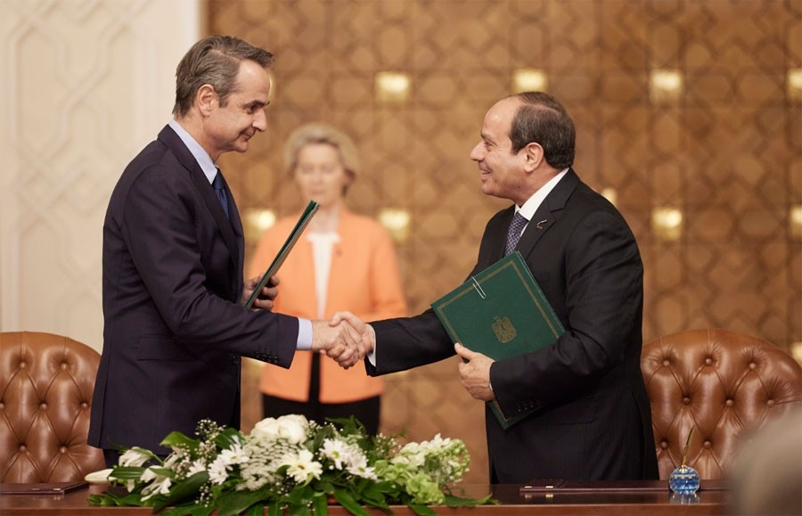 Susret grčkog premijera Kirijakosa Micotakisa i egipatskog predsednika Abdela Fataha al-Sisija, Kairo 17. marta 2024.