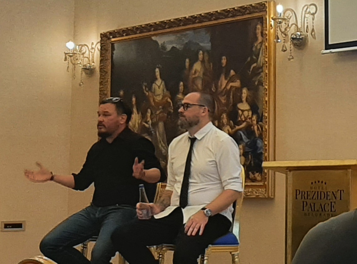 Dejan Pataki i Nemanja Živković na promociji svoje knjige "S LinkedInom na ti", 13. maja 2025. u Beogradu