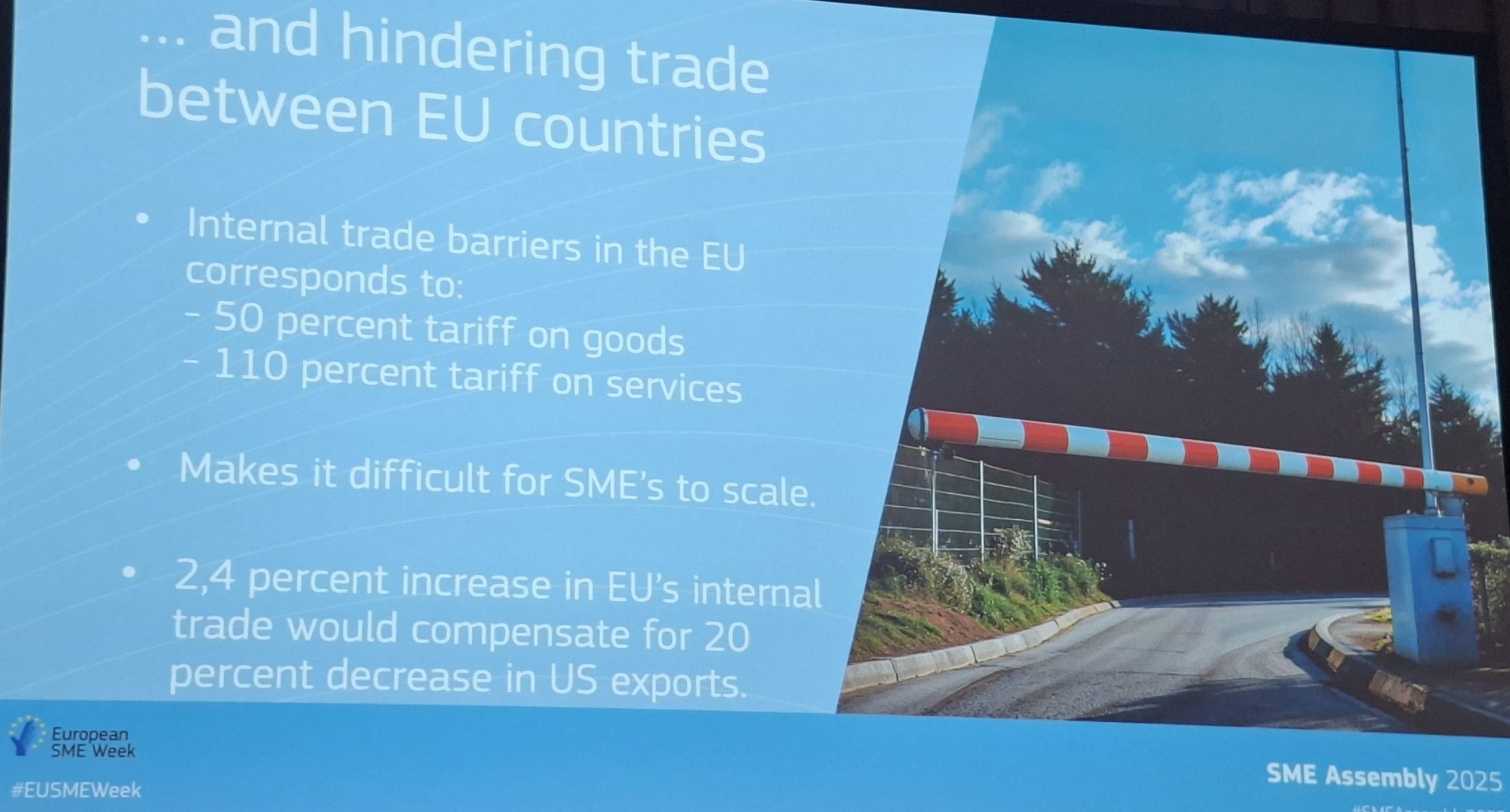 Iz jednog od istraživanja predstavljenih na SME Assembly u Kopenhagenu - o preprekama na jedinstvenom tržištu EU (Foto: R. Nikolić)