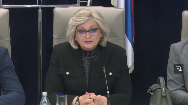 Jorgovanka Tabaković, guverner NBS na predstavljanju Izveštaja o inflaciji 19. februara 2026.g. (Screenshot)