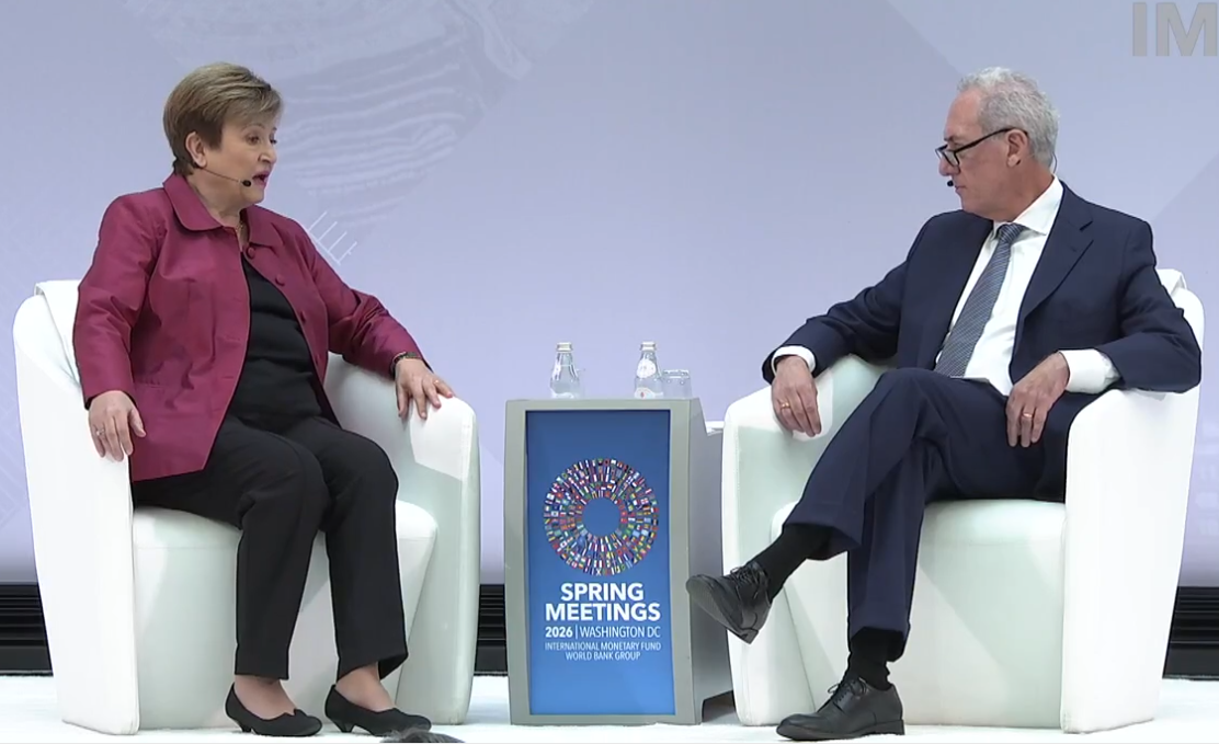 Kristalina Georgijeva i Majkl Froman, predsednik Saveta za spolјne odnose u razgovoru 9.aprila 2026. u Vašingtonu (Screenshot)