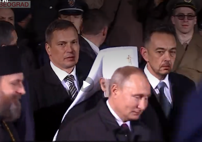 Putin u Beogradu ispred Hrama Svetog Save 17. januara 2019. godine (Screenshot) 