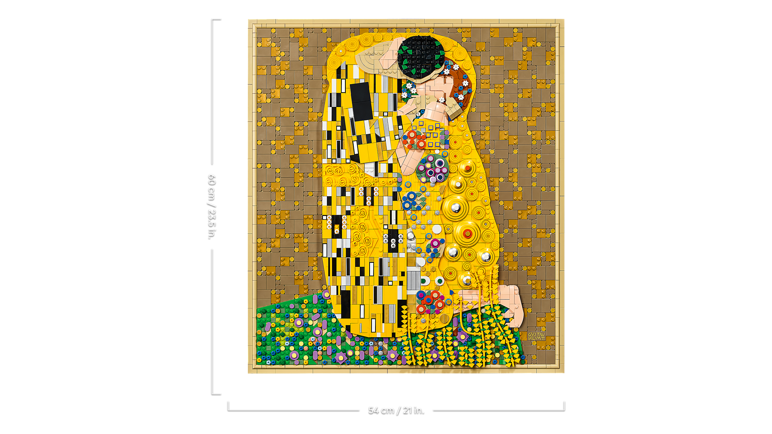 Dimenzije složenog LEGO seta Klimtov "Poljubac" (Foto: LEGO Grupa)