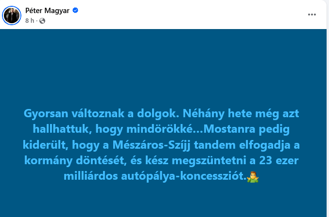Mađarski premijer Peter Mađar najavljuje raskid koncesionog ugovora od 62,8 milijarde evra sa dvojicom biznismena